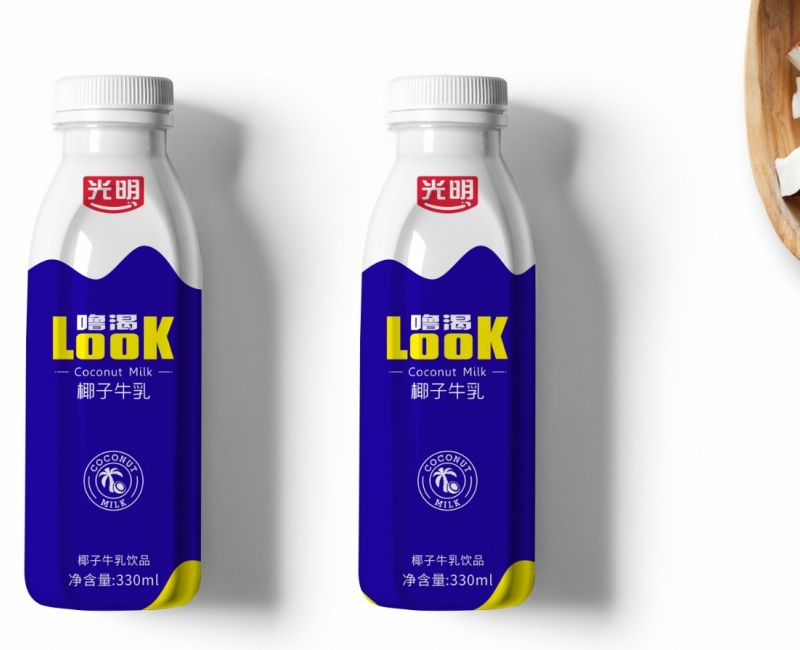 光明look椰子牛乳飲品包裝設計包裝設計案例 - 四喜設計作品
